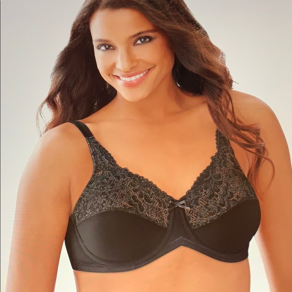 NWT LILYETTE Black Comfort Lace Bra 36D